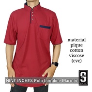 JnS - Baju Kaos Polo Koko Kurta Pria Lengan Pendek Longline Dewasa Kerah Shanghai Nine Inches