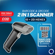 Henex 1D+2D Barcode Scanner QR Code Scanner 3 in 1 Bluetooth/Usb Wired Pos Scaner Cashier QR Bar cod