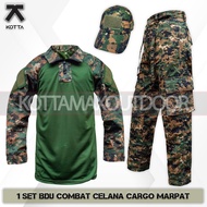 ONE SET OF TACTICAL COMBAT BDU T-SHIRT, LONG CARGO PANTS, DIGITAL CAMO, MARPAT ARMY US