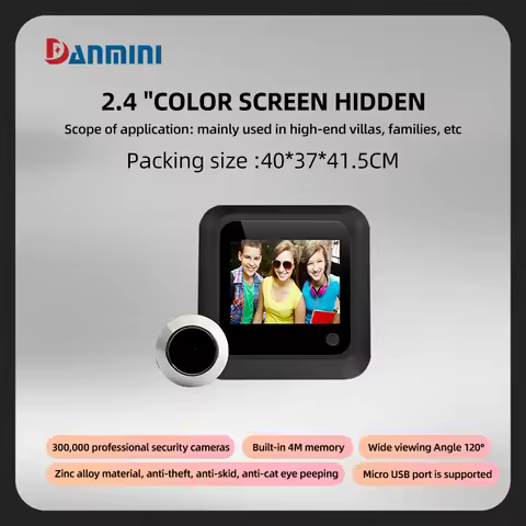 2.4’ Hidden Peephole 120° Intelligent Digital Door Viewer Monitor Take Picture Anti Cat Eye Peek Cam