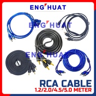 2 TO 2 RCA Cable | RCA 1.2m 2.0m 4.5m 5.0m | RCA CABLE | Car Audio Amplifier Speaker RCA Cable | RCA