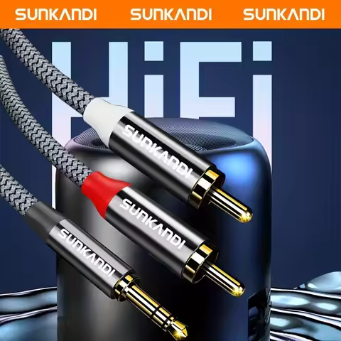 SUNKANDI RCA to 3.5mm Audio Cable,3.5mm to 2 RCA Male to Male Stereo Aux Cord for Smartphones, MP3, 