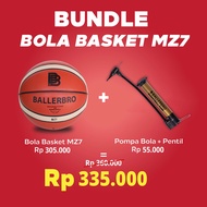 BUNDLE Bola Basket MZ7 (Leather) + Pompa Bola & Pentil BALLERBRO