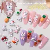 【GuangDa】Nail Decoration Cute Cartoon Rabbit Radish Alloy Color Spray-painted Metal Three-dimensional Cute Nail Jewelry Nail Art &amp; Sticker