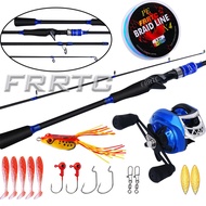 FRRTC 2 Sections Casting Fishing Rod Metal Reel Set 18+1 Ball Bearing Baitcasting Reel Fishing Combo