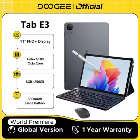 Global Version DOOGEE Tab E3 Tablet Gemini AI Android 15 11" FHD+ 8800mAh 32GB(8+24) 256GB Helio G10