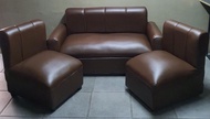 sofa set  brown leather uratex foam cod !!