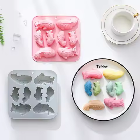 8 Holes, 2 Different Sizes, Carp Shape, Silicone Mold , Fondant Cake Chocolate Mold Ice Cube Cake Mo