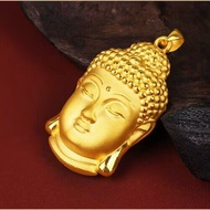 NEW Hong Kong Kalung Emas Asli Buddha 999, Liontin Emas Ukir 3D Hadiah