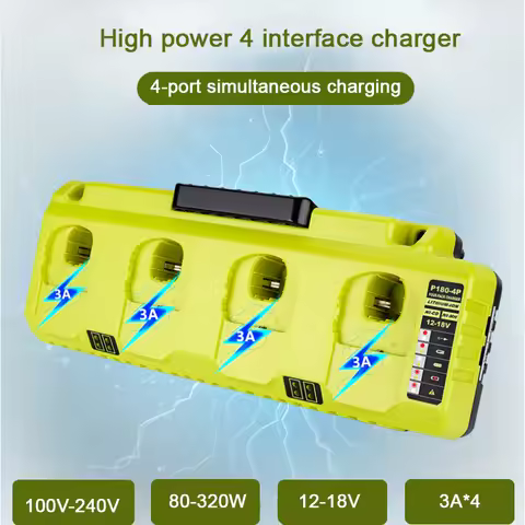 Fast Charger 4-port 3A Battery Chargers For Ryobi Power Tool 12V 18V 20V Ni-Cd Ni-Mh Li-ion Batterie