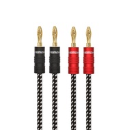 สายลำโพงทองแดงบริสุทธิ์14AWG พร้อมปลั๊กกล้วยชุบทองคู่สายลำโพงแบบถักระดับไฮเอนด์