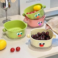 *Dopamine Drain Basket Double Layer Fruit Drain Basket New Vegetable Kitchen Thickened Basket Cleani