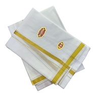 8x4 40K / 60K / 100K Gold Jari Cotton Veshti / Dhoti with Thundu Set Traditional Wearing for Men