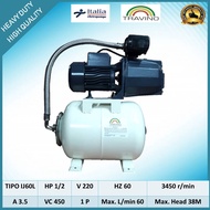 ITALIA Automatic Water Pressure Pump 1/2HP with TRAVINO 20L Bladder Tank Water Booster Set High Qual