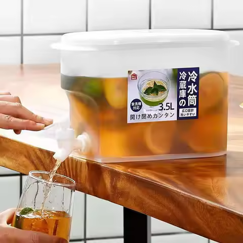 Water Kettle With Faucet Beverage Dispenser Cold Juice Lemonade Drinks Bucket Liquid Storage Tank Ou