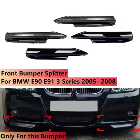 Pair Front Bumper Lip Splitter Spoiler For Bmw 3 Series E90 E91 M-Tech 4 Door 320i 330i 2005-2008 Bu
