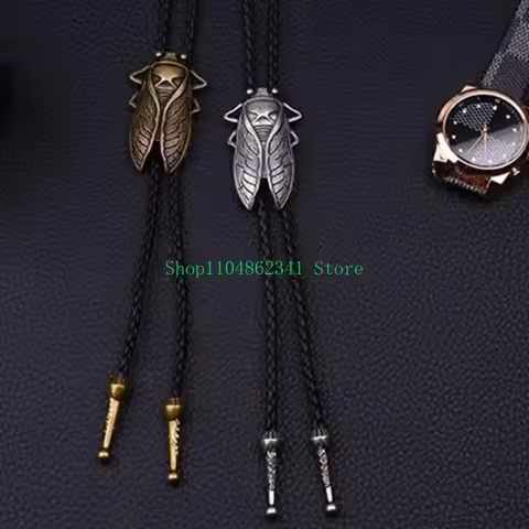 Carved Cicada Buckle Decors Bolo Tie for Men Women Bridegroom Wedding Necklace Western Cowboy Neckti