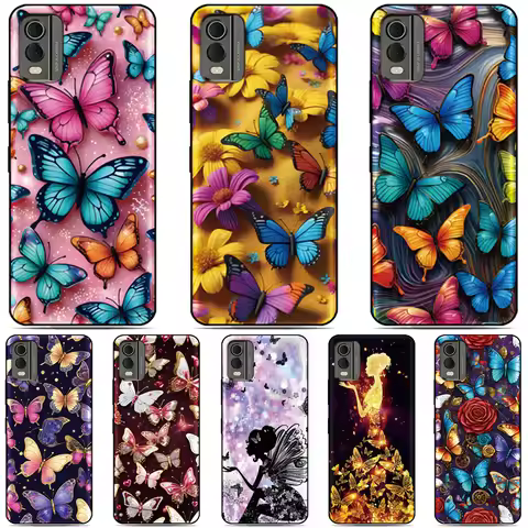 Color Butterfly Phone Case For Nokia G42 C32 C22 C20 C10 C12 C02 G22 G21 G20 G10 C1 6.1 G11 C01 C21