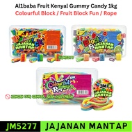 Halal Al1baba Fruit Kenyal Gummy Candy 1kg Colourful Block / Fruit Block Fun / Rope Jm5277