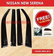 Talang Air Mobil Nissan New Serena C24 Bonus Talang Spion model slim 3M tahun 2004-2012