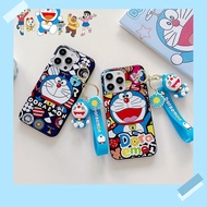 Smile Doraemon Phone Case For Samsung Galaxy A9 A8 A7 A6 Plus 2018 A7 A5 2017 J8 2018 Back Soft Cover + Phone Case Pendant Doraemon Phone Casing