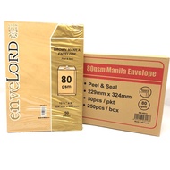 A4 Peal & Seal Brown Manila Envelope 80GSM 9" x 12.75" (50PCS/PKT) / Sampul Surat A4 Coklat 229mm x 