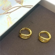 Subang Emas 916 / Anting-anting Emas 916 | Gold 916 Hoop EarringThree-Line Circle Earrings emas 916