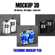 🔥NFL + VNeck Flat Trending Mockup🔥Editable Realistic Shirt Jersey Front & Back View | Mockup Baju Su