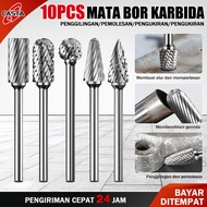 CASTA Set 10 PCS Mata Bor Mini HSS Ukir Kayu – Mata Gerinda Tungsten Carbide Kikir Kayu Bor Mini Gri