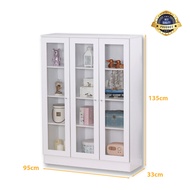 DFP 4.5ft 3 GlassDoor Display Cabinet Rack Storage Cupboard Rak Buku Bookcase Almari Kaca BookShelf 