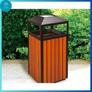OUTDOOR WOODEN TRASH BIN A-78A - SQUARE WOODEN TRASH BIN