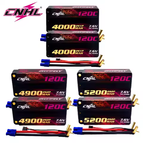 2pcs CNHL Lipo Battery 2S 7.6V 4000mAh 4900mAh 5200mAh 120C HV Shorty Hard Case With EC3 Plug For RC
