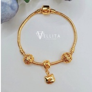 [VJ]Cop916🔥Bracelet “Gold Kitty Dangle Charm” Bracelet 999.9 Bangkok Gold Plated (Gelang hello kitty