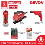 DEVON Corded Combo Edge Trimmer + Jig Saw + Electric Drill [ Free A-85628 + D-08660 ]
