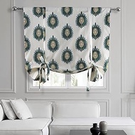 HPD Half Price Drapes Tie-Up Window Shade 46 X 63 Inch Mayan Printed Cotton PRTW-TUD02-63 (1 Panel), Mayan Teal