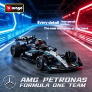 Burago 1:43 Scale Mercedes 44 Hamilton F1 Race Car Alloy Diecast Model, Static Miniature Car Collect