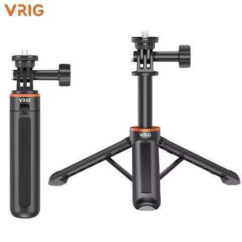 VRIG Selfie Stick Tripod Mini Portable 4-Section Adjustable GoPro Insta360 DJI Action Pocket 3 Vlogg