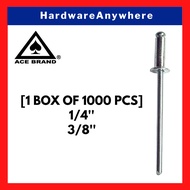 ACE CSK Aluminum Blind Rivet / Open End Rivet / Pop Rivet - Countersunk Head with Steel Mandrel 1/8'
