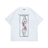 White DEPRESSION T-Shirt | Hand Dp