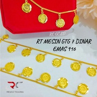 RANTAI TANGAN MESIN GANTUNG DINAR EMAS TULEN 916 GELANG TANGAN GTG SYILING EMAS 916 COIN PENDANT BRACELET GOLD 916