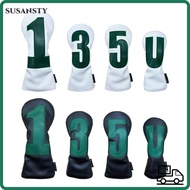 SUSANSTY Golf Club Cover, 1 3 5 U Embroidered PU Leather Golf Club Head,  Multifunctional Portable H