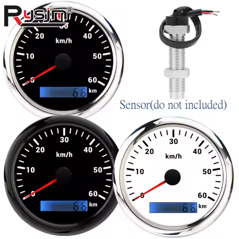 New Analog Pulse Signal 85mm Speedometer Gauge 60kmh Speed Meter with 7 Color Backlight M1.6X1.5 Hol