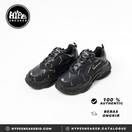 Sepatu BALENCIAGA TRIPLE S ALL OVER MULTICOLOR TRIPLE BLACK SNEAKER 100%ORI