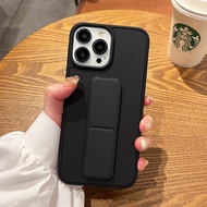 Foldable Stand Solid Color Silicone Hard Anti-fall Phone Case For iPhone 17 16 15 14 Pro Max Plus 16