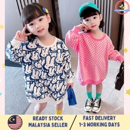 READYSTOCK- 1-7Yr Baby Girl Pink Dress Sweater Korean Girls Clothes Cotton Rabbit T-Shirt Dresses Ba