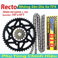 Nhông Sên Dĩa 15T x 47T Recto xe Yamaha TFX R15 Fz M-SLAZ Suzuki Fx - Sên DID Đen ( Thái Lan )
