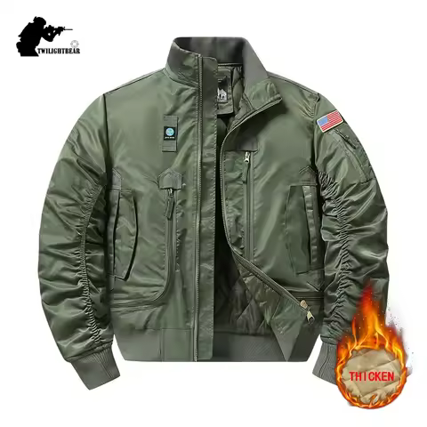 Winter MA1 Men's Bomber Jacket Thicken Oversized Cotton-padded Jacket Men Clothing Streetwear Casual