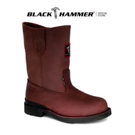 kasut kulit Kasut kulit lelaki mewah Black Hammer Men's Safety Shoes High Cut With Slip On BH4755