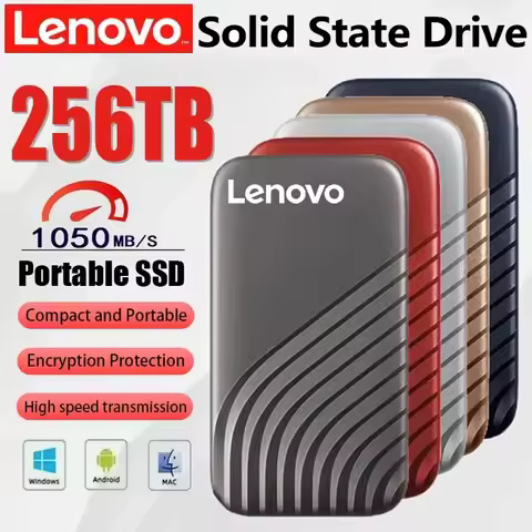 Lenovo 2026 New SSD Flash Hard Drive External Type-C High Speed USB3.1 2TB 4TB 8TB SSD Storage Porta