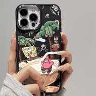 Case for iPhone 8 7 8plus 6plus 14 15 X XR XS MAX 12Promax 12 13Promax 15Promax 11 14Promax 13 Happy Cartoon Pattern Metal Photo Frame Shockproof Protective Soft Case
